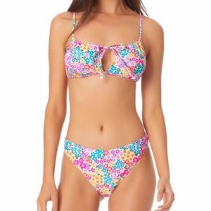 🆕 California Waves Women's Floral Printed Keyhole Bikini Top Macy’s